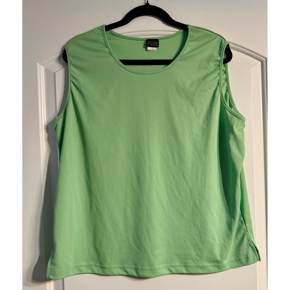 Salon Studio by Haband Sleeveless Top‎ Womens XL Green Crew Neck Shell